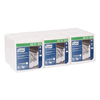 Tork Heavy-Duty Cleaning Cloth, 12.6 x 13, White, 50/Pack, 6 Packs/Carton (TRK5301505)