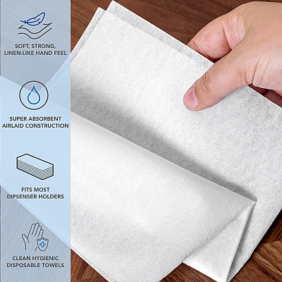 1/6 Fold Airlaid Napkin - Whit, Pack Of 100 (P-NAP-12X17-WH)