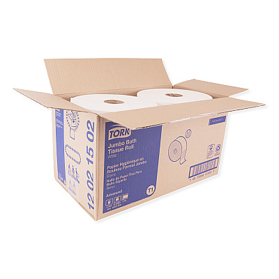 Tork Advanced Jumbo Bath Tissue, Septic Safe, 2-Ply, White, 3.48" x 1,600 ft, 6 Rolls/Carton (TRK12021502)