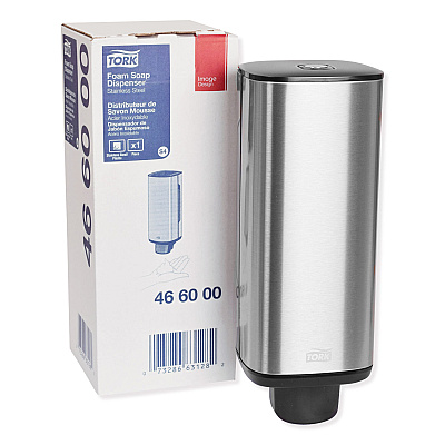 Tork Foam Skincare Manual Dispenser, 1 L Bottle; 33 oz Bottle, 4.25 x 4.25 x 11.38, Stainless Steel (TRK466000)