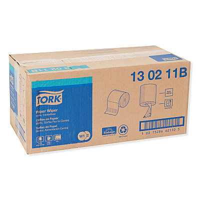 Tork Paper Wiper, Centerfeed, 2-Ply, 9 x 13, White, 800/Roll, 2 Rolls/Carton (TRK130211B)