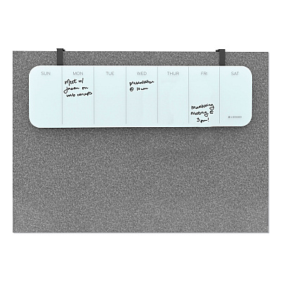 U Brands Cubicle Glass Dry Erase Board, Undated One-Week, 20 x 5.5, White Surface (UBR3688U0001)