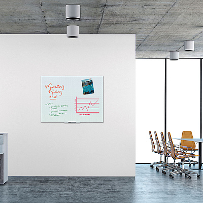 U Brands Floating Glass Ghost Grid Dry Erase Board, 47 x 35, White (UBR2799U0001)