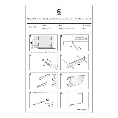 U Brands Floating Glass Dry Erase Board, 47 x 35, White (UBR3977U0001)