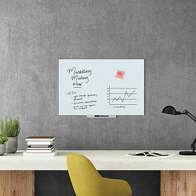 U Brands Floating Glass Dry Erase Board, 35 x 23, White (UBR3975U0001)