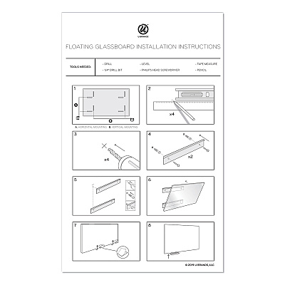 U Brands Floating Glass Dry Erase Undated One Month Calendar, 47 x 35, White (UBR3969U0001)