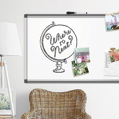 U Brands PINIT Magnetic Dry Erase Board, 70 x 47, White Surface, Silver Aluminum Frame (UBR2808U0001)