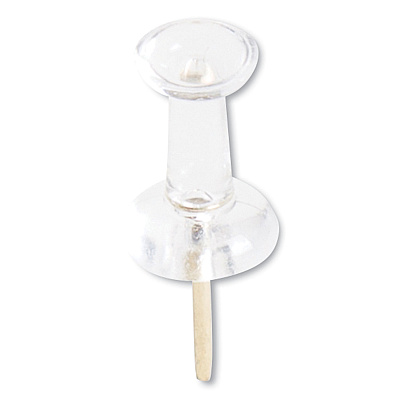 U Brands Standard Push Pins, Plastic, Clear, Clear Head/Gold Pin, 0.44", 100/Pack (UBR3087U0624)