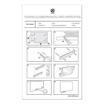 U Brands Floating Glass Dry Erase Undated One Month Calendar, 35 x 35, White (UBR3968U0001)