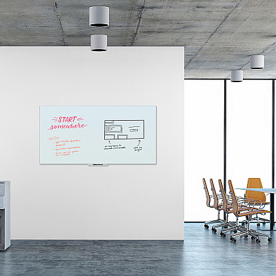 U Brands Floating Glass Dry Erase Board, 70 x 35, White (UBR3978U0001)