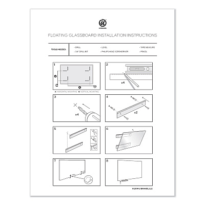 U Brands Floating Glass Dry Erase Board, 70 x 35, White (UBR3978U0001)