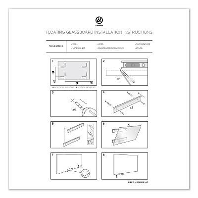 U Brands Floating Glass Dry Erase Undated One Month Calendar, 35 x 23, White (UBR3967U0001)