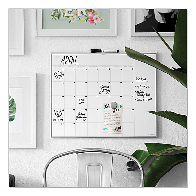 U Brands Magnetic Dry Erase Board, Undated One Month, 20 x 16, White Surface, Silver Aluminum Frame (UBR361U0001)
