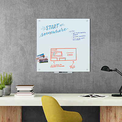 U Brands Magnetic Glass Dry Erase Board Value Pack, 35" x 35", Frosted White (UBR3971U0001)