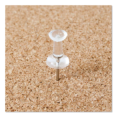 U Brands Standard Push Pins, Plastic, Clear, Clear Head/Silver Pin, 0.44", 200/Pack (UBR3088U0624)