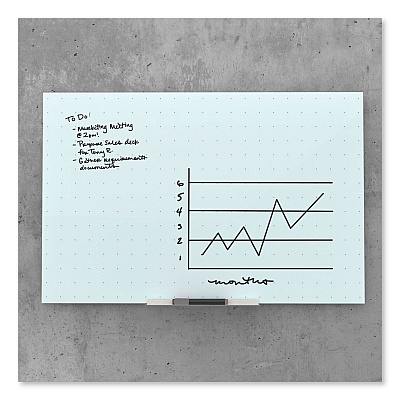 U Brands Floating Glass Ghost Grid Dry Erase Board, 47 x 35, White (UBR2799U0001)