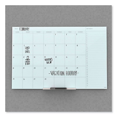 U Brands Floating Glass Dry Erase Undated One Month Calendar, 35 x 23, White (UBR3967U0001)