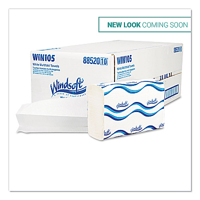 Windsoft Multifold Paper Towels, 1-Ply, White, 9.25 x 9.5, 250/Pack, 16 Packs/Carton (WIN105B)