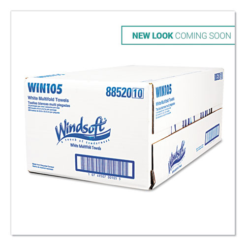 Windsoft Multifold Paper Towels, 1-Ply, White, 9.25 x 9.5, 250/Pack, 16 Packs/Carton (105B)