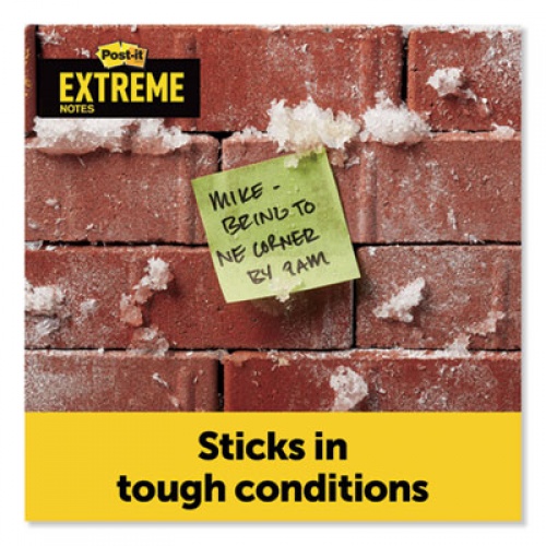 Post-it Extreme Notes Water-Resistant Self-Stick Notes, 3" x 3", Green, 45 Sheets/Pad, 12 Pads/Pack (XTRM3312TRYG)