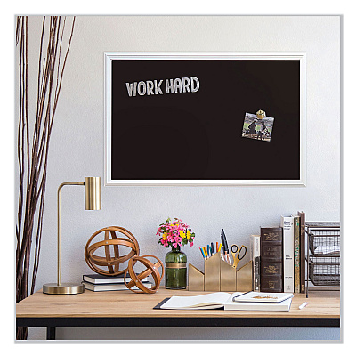 U Brands Magnetic Chalkboard with Decor Frame, 30 x 20, Black Surface, White Wood Frame (UBR2073U0001)