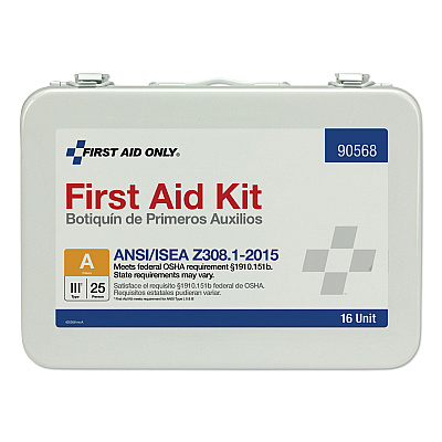 First Aid Only Unitized ANSI Compliant Class A Type III First Aid Kit for 25 People, 84 Pieces, Metal Case (FAO90568)