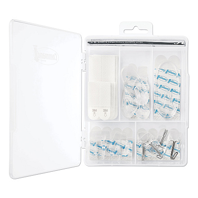 Command Clear Hooks and Strips, Assorted Sizes, Plastic, 0.05 lb; 2 lb; 4-16 lb Capacities, 16 Picture Strips/15 Hooks/22 Strips/Pack (MMM17232ES)