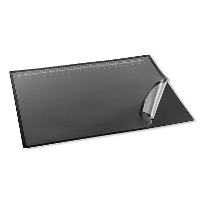 Artistic Desk Pad with Transparent Lift-Top Overlay and Antimicrobial Protection, 22" x 17", Black Pad, Transparent Frost Overlay (AOP41700S)