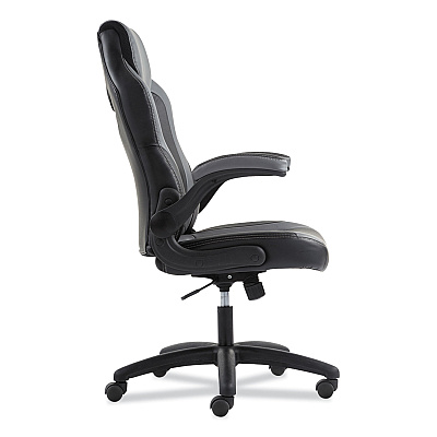 Sadie 9-One-One High-Back Racing Style Chair with Flip-Up Arms, Supports Up to 225 lb, Black Seat, Gray Back, Black Base (BSXVST911)