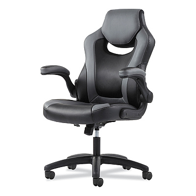 Sadie 9-One-One High-Back Racing Style Chair with Flip-Up Arms, Supports Up to 225 lb, Black Seat, Gray Back, Black Base (BSXVST911)