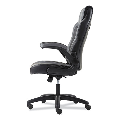 Sadie 9-One-One High-Back Racing Style Chair with Flip-Up Arms, Supports Up to 225 lb, Black Seat, Gray Back, Black Base (BSXVST911)