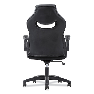 Sadie 9-One-One High-Back Racing Style Chair with Flip-Up Arms, Supports Up to 225 lb, Black Seat, Gray Back, Black Base (BSXVST911)