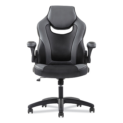 Sadie 9-One-One High-Back Racing Style Chair with Flip-Up Arms, Supports Up to 225 lb, Black Seat, Gray Back, Black Base (BSXVST911)