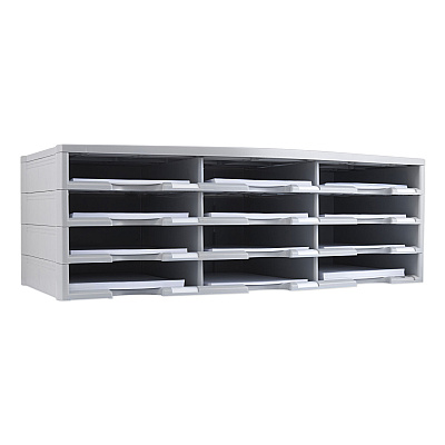 Storex Literature Organizer, 12 Compartments, 10.63 x 13.3 x 31.4, Gray (STX61601U01C)