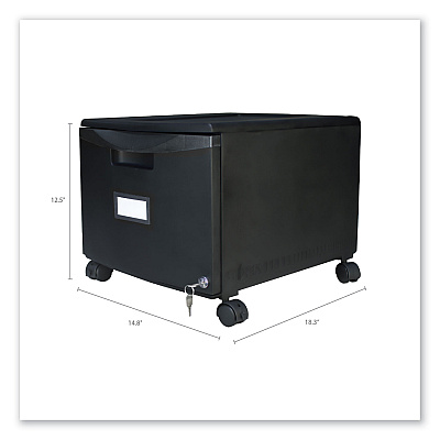 Storex Single-Drawer Mobile Filing Cabinet, 1 Legal/Letter-Size File Drawer, Black, 14.75" x 18.25" x 12.75" (STX61264B01C)