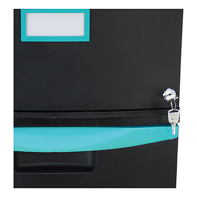 Storex Single-Drawer Mobile Filing Cabinet, 1 Legal/Letter-Size File Drawer, Black/Teal, 14.75" x 18.25" x 12.75" (STX61270U01C)