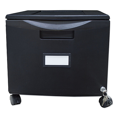 Storex Single-Drawer Mobile Filing Cabinet, 1 Legal/Letter-Size File Drawer, Black, 14.75" x 18.25" x 12.75" (STX61264B01C)