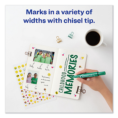 Avery MARKS A LOT Regular Desk-Style Permanent Marker, Broad Chisel Tip, Green, Dozen (7885) (AVE07885)