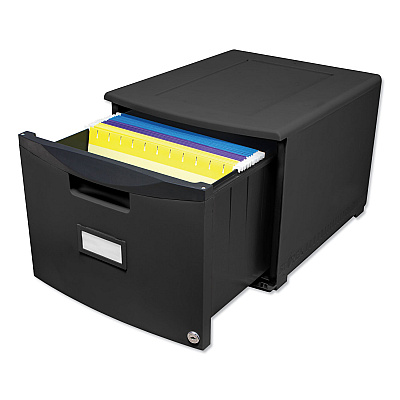Storex Single-Drawer Mobile Filing Cabinet, 1 Legal/Letter-Size File Drawer, Black, 14.75" x 18.25" x 12.75" (STX61264B01C)
