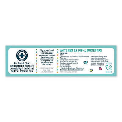 Seventh Generation Free and Clear Baby Wipes, 7 x 7, Refill, Unscented, White, 256/Pack, 3 Packs/Carton (SEV34219CT)