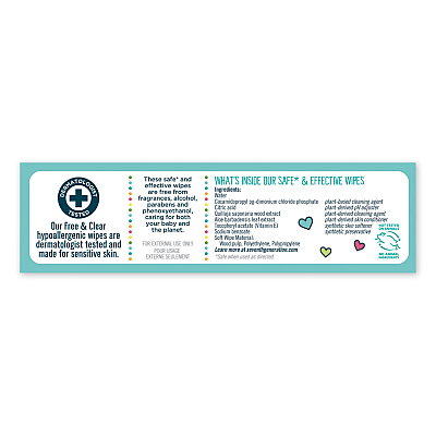 Seventh Generation Free and Clear Baby Wipes, Refill, 7 x 7, Unscented, White, 256/Pack (SEV34219)