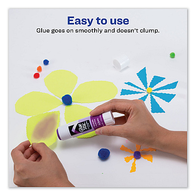 Avery Permanent Glue Stic, 1.27 oz, Applies Purple, Dries Clear (AVE00226)