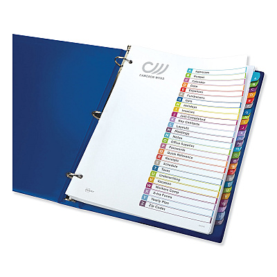 Avery Customizable TOC Ready Index Multicolor Tab Dividers, 26-Tab, A to Z, 11 x 8.5, White, Contemporary Color Tabs, 1 Set (AVE11844)