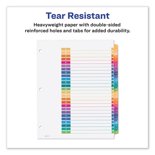 Avery Customizable Table of Contents Ready Index Dividers with Multicolor Tabs, 26-Tab, A to Z, 11 x 8.5, White, 1 Set (11085)
