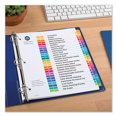 Avery Customizable Table of Contents Ready Index Dividers with Multicolor Tabs, 26-Tab, A to Z, 11 x 8.5, White, 1 Set (AVE11085)