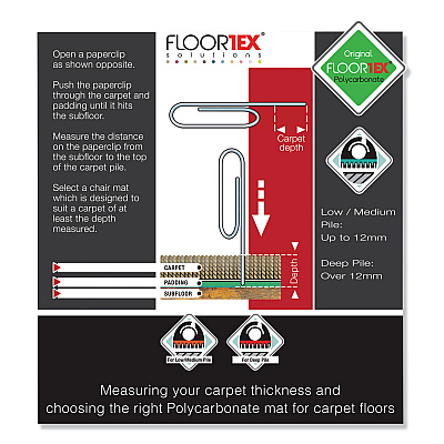 Floortex Cleartex Ultimat Polycarbonate Chair Mat for High Pile Carpets, 60" w x 48" l, Clear (FLRER1115227ER)