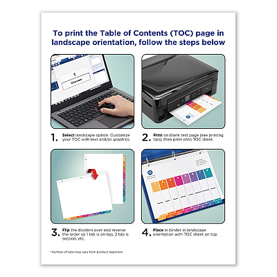 Avery Customizable Table of Contents Ready Index Dividers with Multicolor Tabs, 12-Tab, 1 to 12, 11 x 8.5, White, 3 Sets (AVE11083)
