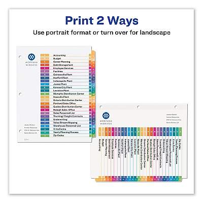 Avery Customizable Table of Contents Ready Index Dividers with Multicolor Tabs, 26-Tab, A to Z, 11 x 8.5, White, 1 Set (AVE11085)
