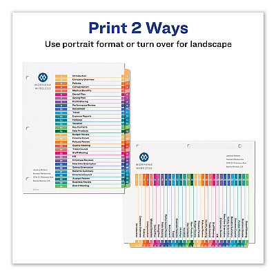 Avery Customizable Table of Contents Ready Index Dividers with Multicolor Tabs, 31-Tab, 1 to 31, 11 x 8.5, White, 1 Set (AVE11084)