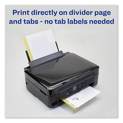 Avery Customizable Print-On Dividers, 3-Hole Punched, 8-Tab, 11 x 8.5, White, 1 Set (AVE11528)